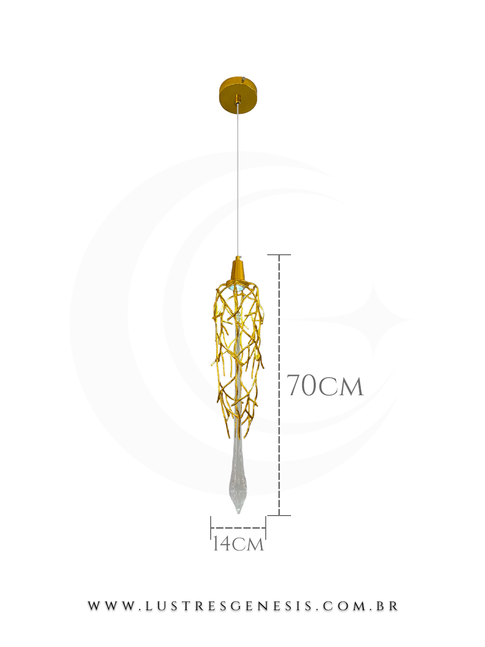 Pendente Moderno Drop Dourado para Cabeceira de Cama, Balcão de Cozinha, Quartos e Lavabo